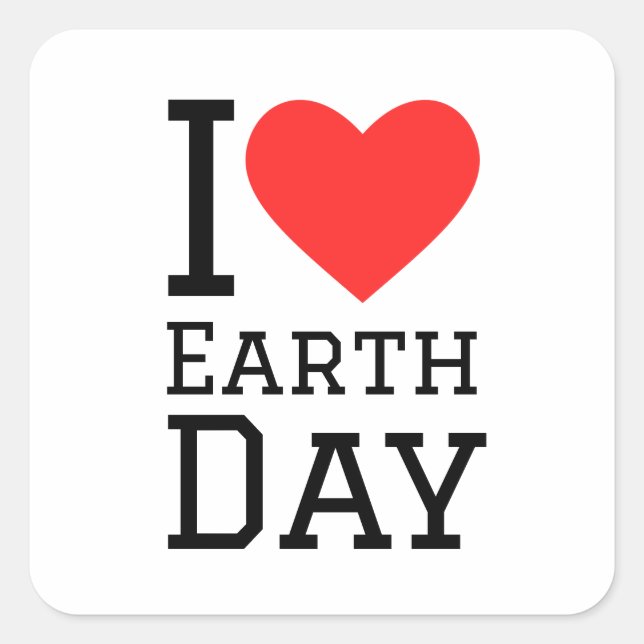 I love earth day square sticker (Front)