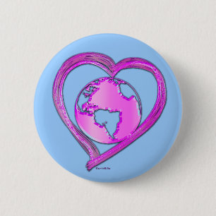 I LOVE EARTH (Pink) Series 6 Cm Round Badge