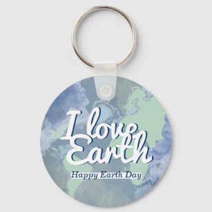 I love Earth with Organic Map Happy Earth Day Key Ring