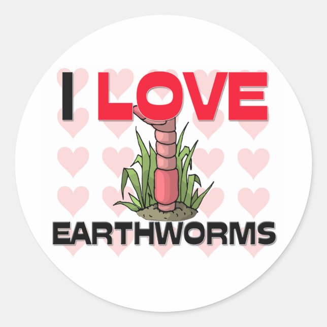 I Love Earthworms Classic Round Sticker (Front)