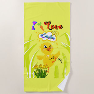 I Love Easter Beach Towel