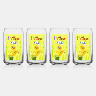 I Love Easter Can Glass