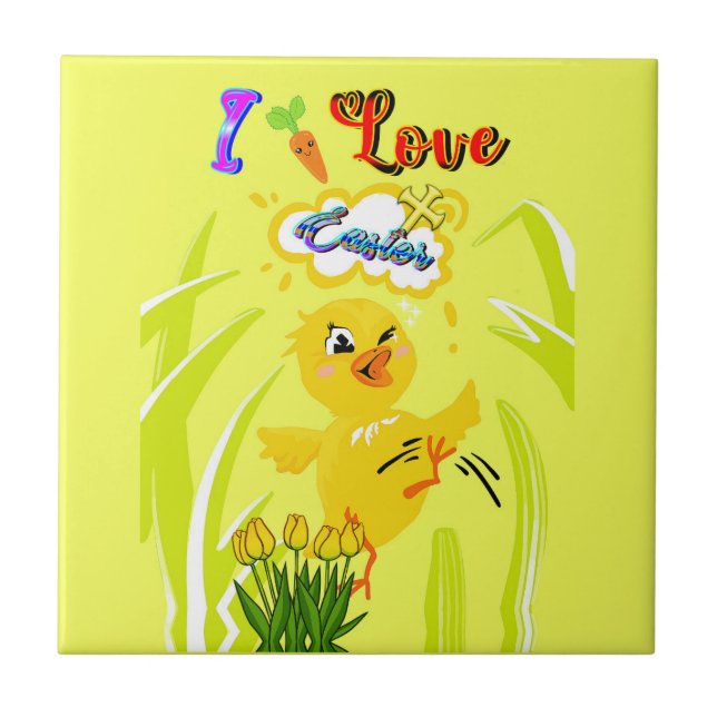 I Love Easter Ceramic Tile (Front)