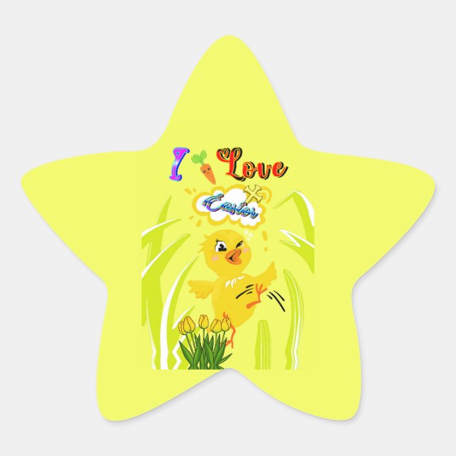 I Love Easter Star Sticker (Front)