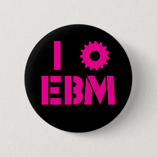 I LOVE EBM Hot Pink 6 Cm Round Badge