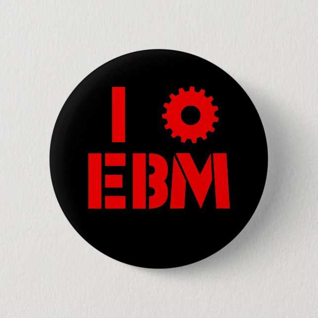 I LOVE EBM Red 6 Cm Round Badge (Front)