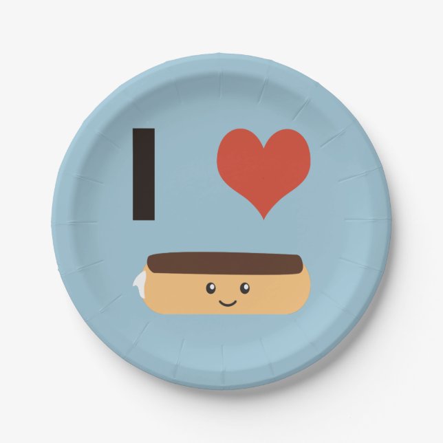 I love Eclairs Paper Plate (Front)