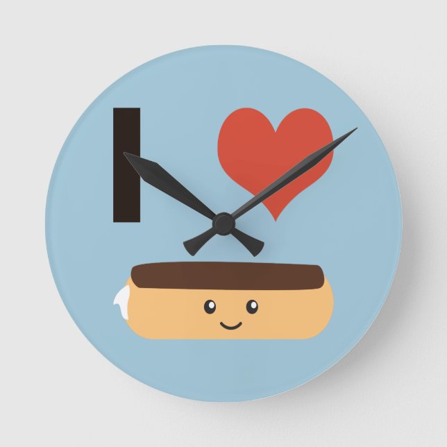 I love Eclairs Round Clock (Front)