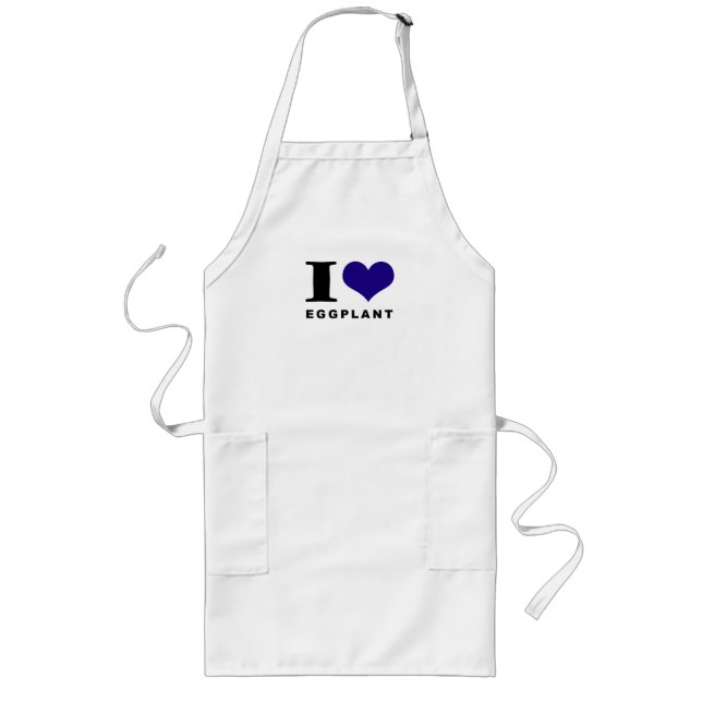 I love Eggplant Long Apron (Front)