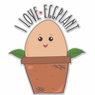 I Love Eggplant Vegetarian Funny Food Pun