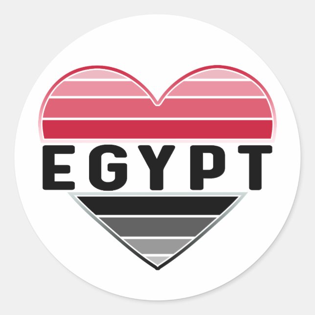 I Love Egypt, Egyptian Heart Classic Round Sticker (Front)