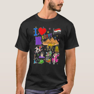 I love Egypt Hand drawn Egyptian Landmarks flag an T-Shirt