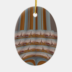 I Love Eiffel Tower  Paris With Love blue sky colo Ceramic Tree Decoration