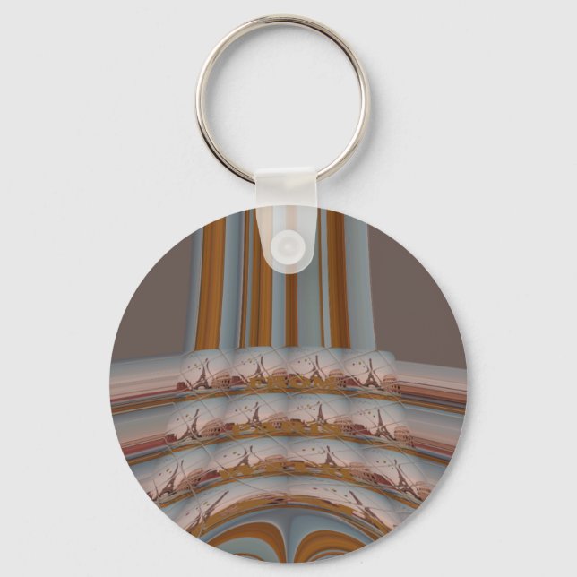 I Love Eiffel Tower  Paris With Love blue sky colo Key Ring (Front)
