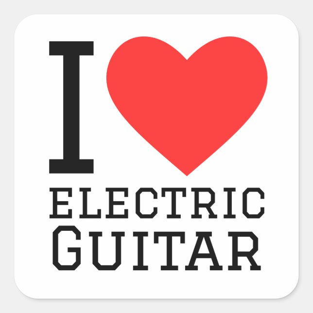 I love electric guitar  square sticker (Front)