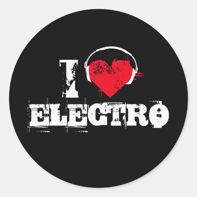 I love electro classic round sticker (Front)