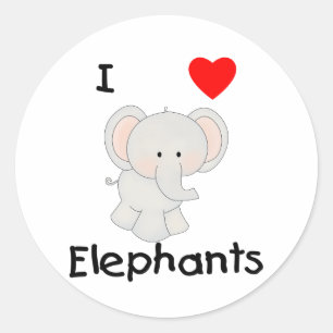 I Love Elephants (2) Classic Round Sticker