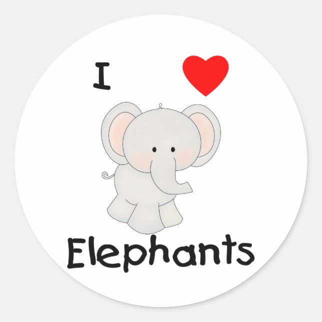 I Love Elephants (2) Classic Round Sticker (Front)