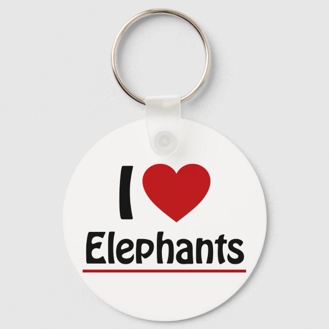 I love Elephants Key Ring (Front)
