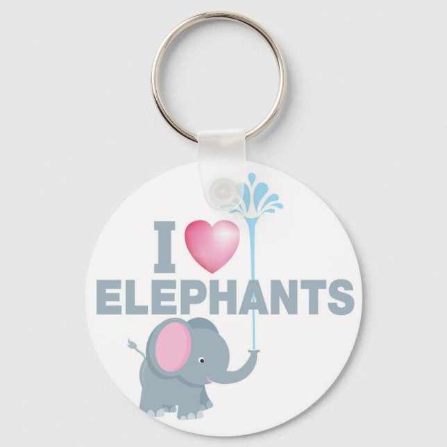 i love elephants key ring (Front)
