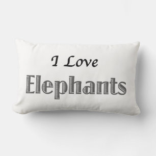 I Love Elephants Lumbar Cushion