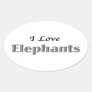 I Love Elephants Oval Sticker