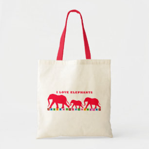 I Love Elephants (Red) Tote Bag