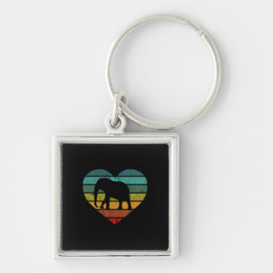 I Love Elephants Retro Heart Key Ring
