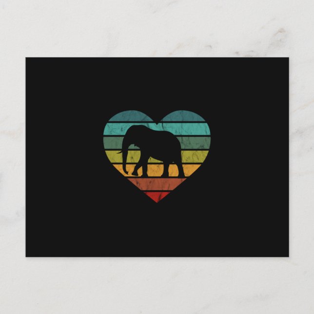 I Love Elephants Retro Heart Postcard (Front)
