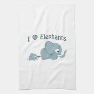 I love elephants. tea towel