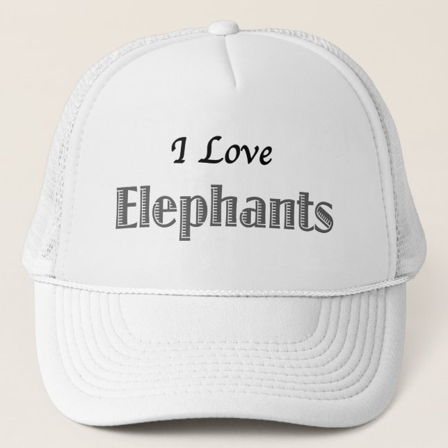 I Love Elephants Trucker Hat (Front)