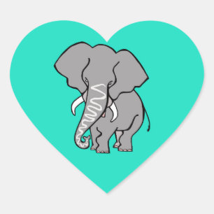 I love ELEPHANTS - Wildlife - Aqua Heart Sticker