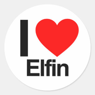 i love elfin classic round sticker