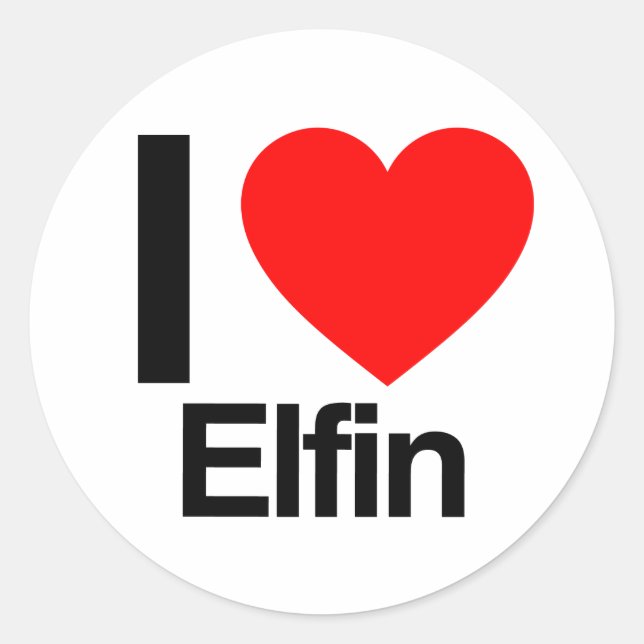 i love elfin classic round sticker (Front)