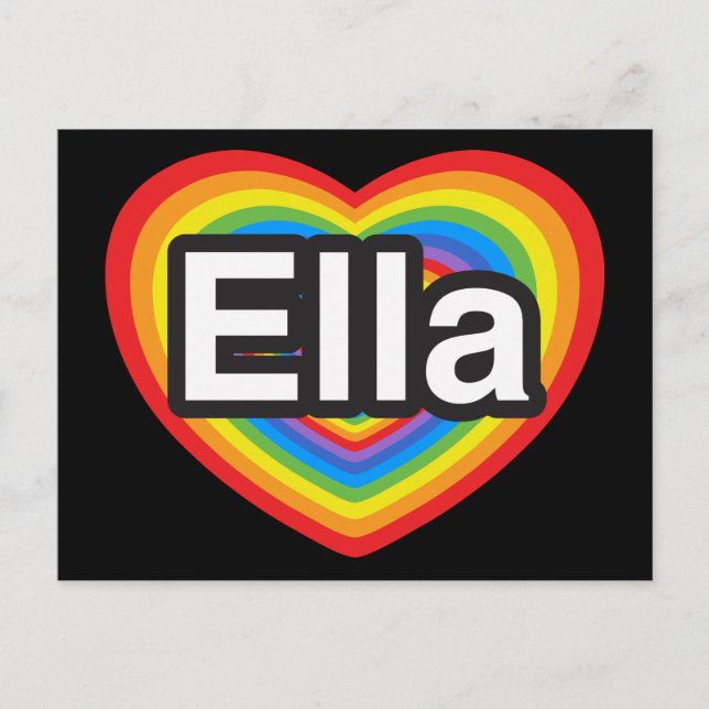 I love Ella. I love you Ella. Heart Postcard (Front)