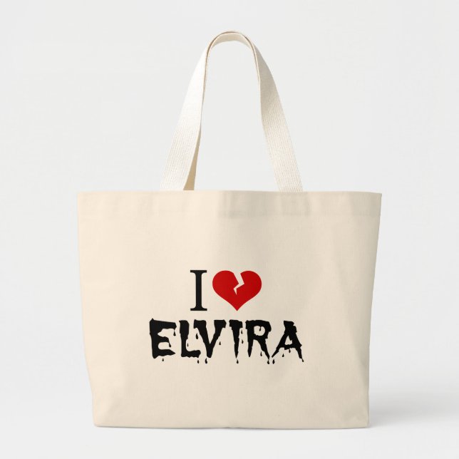 I Love Elvira Broken Heart Large Tote Bag (Front)