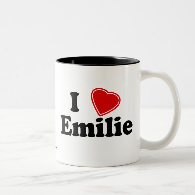 I Love Emilie Two-Tone Coffee Mug (Right)
