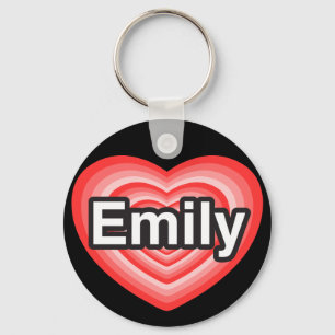 I love Emily. I love you Emily. Heart Key Ring