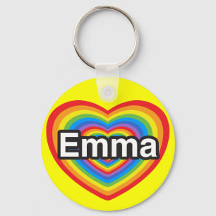 I love Emma. I love you Emma. Heart Key Ring