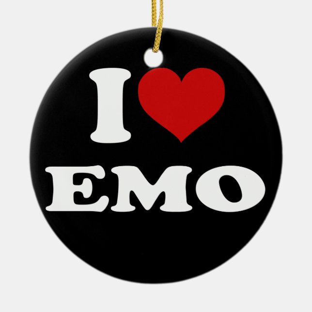 I Love Emo Ceramic Tree Decoration (Front)