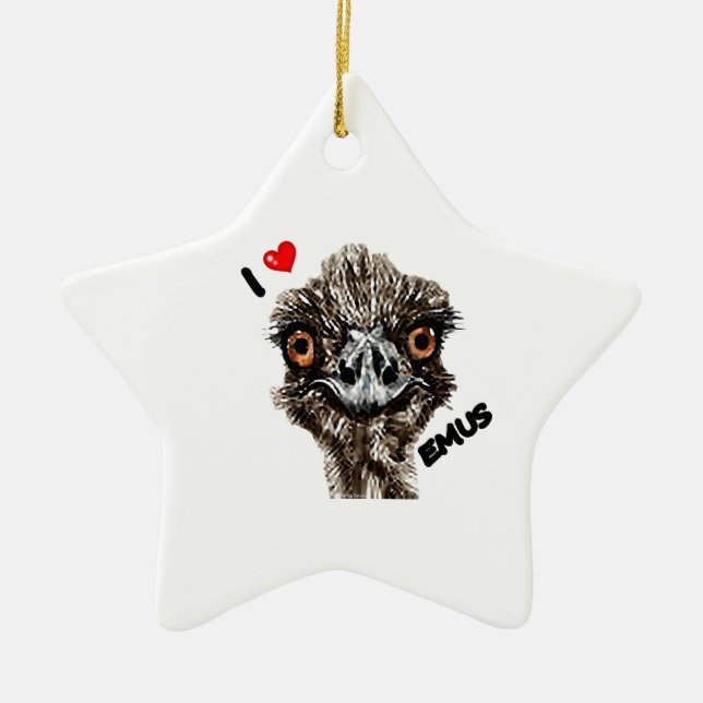 I LOVE EMUS CERAMIC TREE DECORATION (Front)