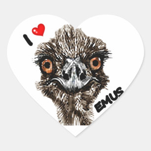 I LOVE EMUS HEART STICKER