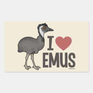 I Love Emus Rectangular Sticker