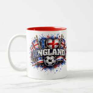 I LOVE England 2026 Soccer Fan Two-Tone Coffee Mug