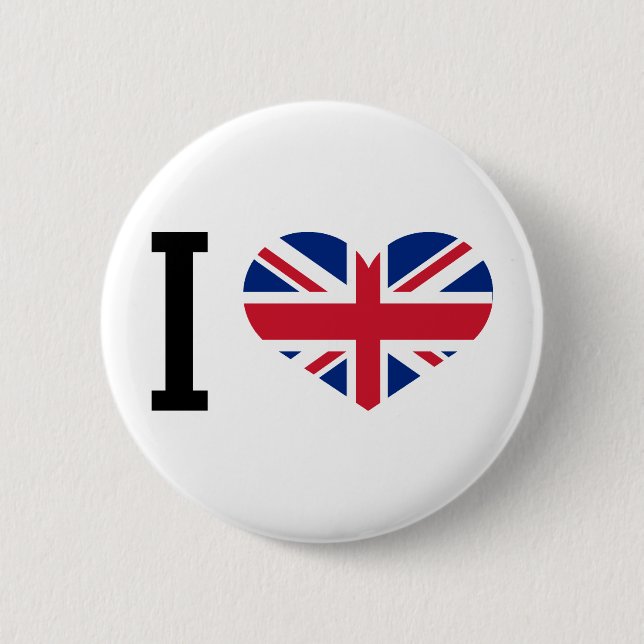I love England 6 Cm Round Badge (Front)
