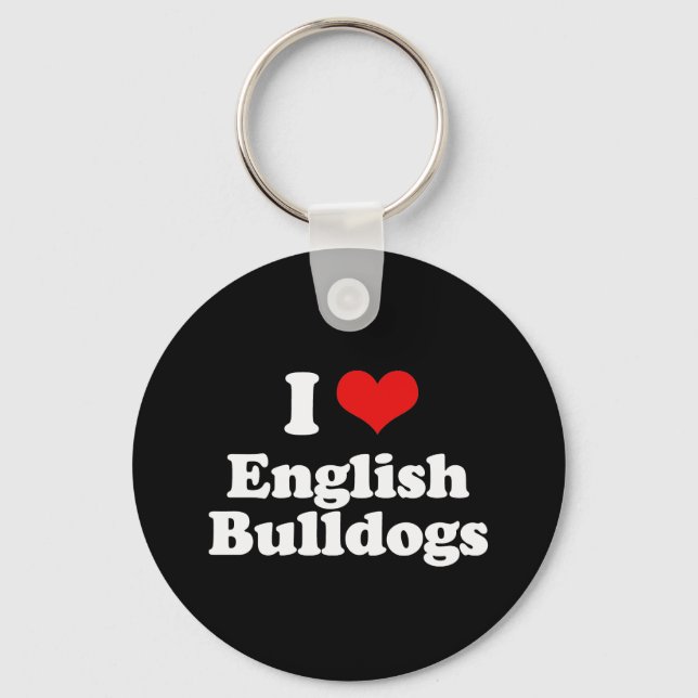 I Love English Bulldogs Key Ring (Front)