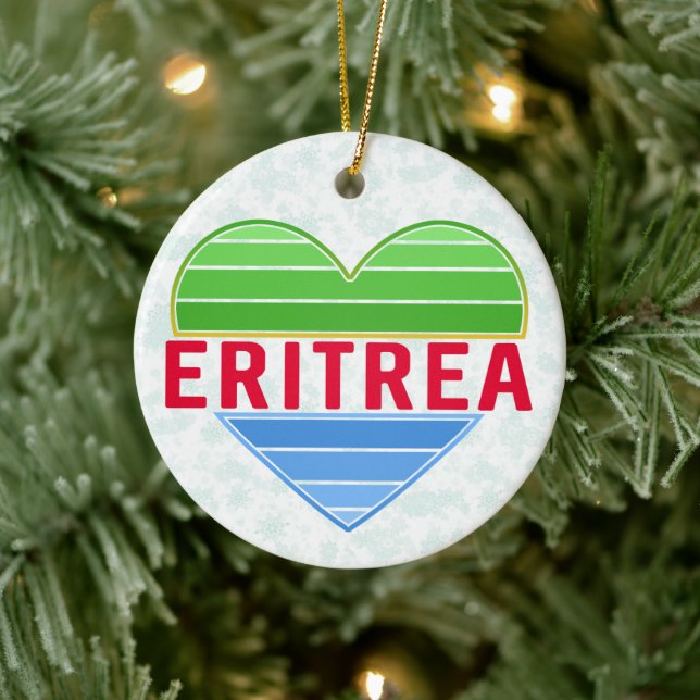 I Love Eritrea, Eritrean Heart Ceramic Ornament (Tree)