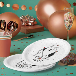 I Love Eskies I Love American Eskimo Dogs - Cute Paper Plate