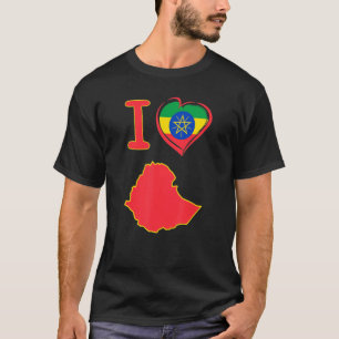 I love Ethiopia Ethiopian flag in shape of a heart T-Shirt