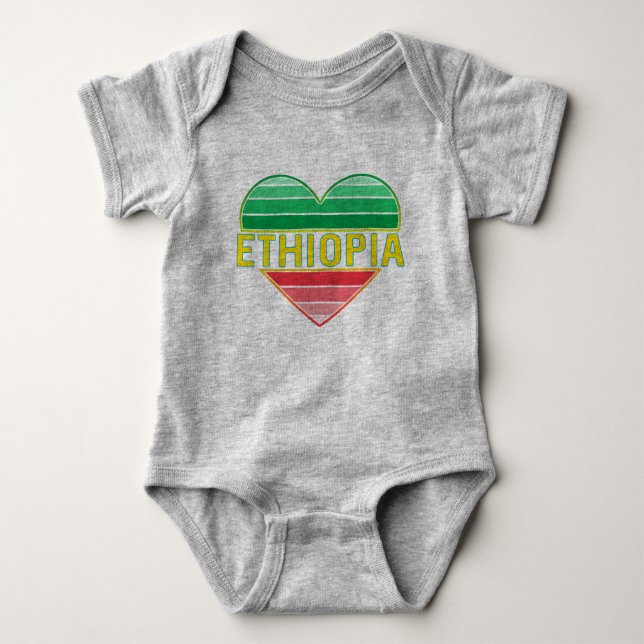 I Love Ethiopia, Ethiopian Heart Baby Bodysuit (Front)